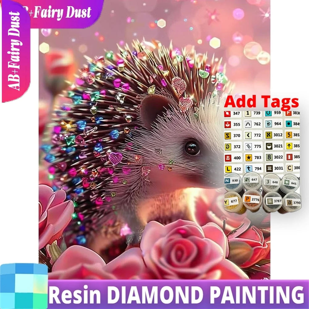 

Resin Fairy Dust AB 5D DIY Diamond Painting Rose Hedgehog Mosaic Animal Flower New Collection Picture Of Rhinestones