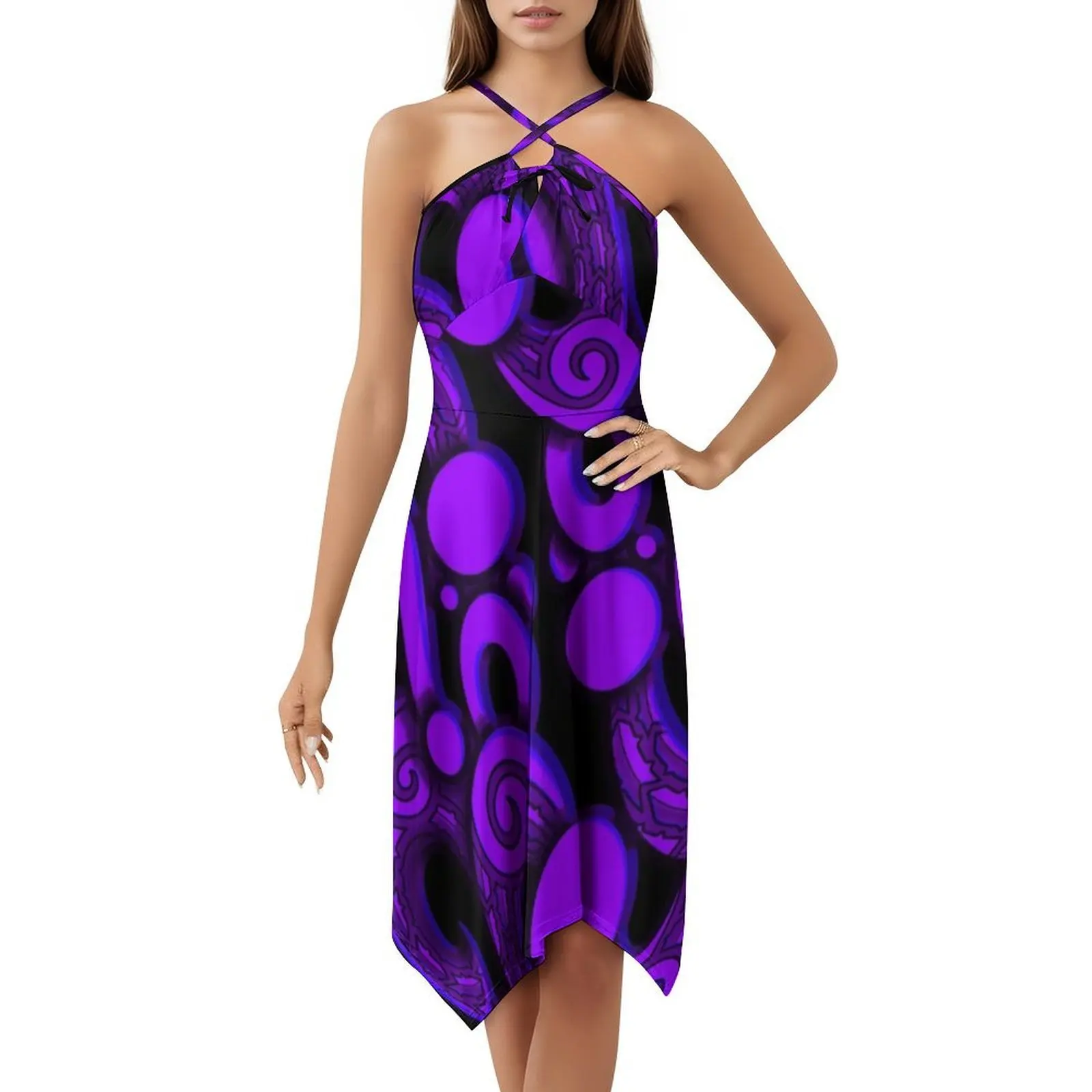 

Tnt-Manaia In Motion-фиолетовое повседневное платье в корейском стиле для женщин, простые повседневные офисные женские платья Maori Nz Kiwi Aotearoa New