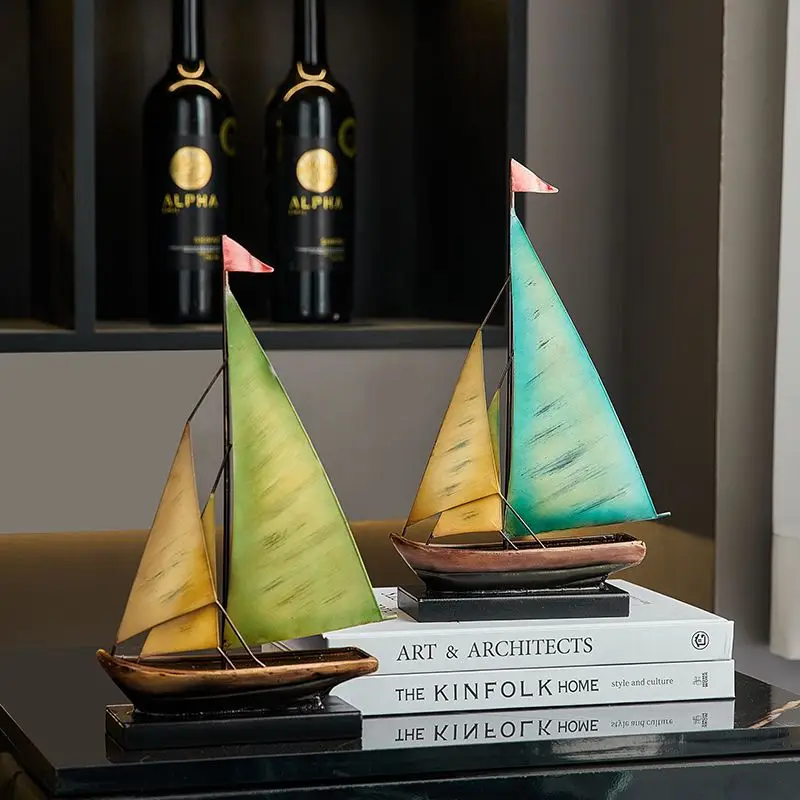 Creative Sailboat Model Decor Ornament for Living Room TV Cabinet Wine Cabinet Luxury Desktop Decoration for Office Tabletop