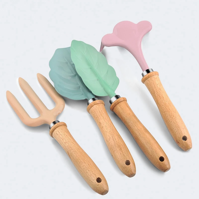 Kids Metal Garden Tool Set Sand Toy,Kids Gardening Set Beach Shovels Toy With Sturdy Wooden Handle Safe Gardening Tools