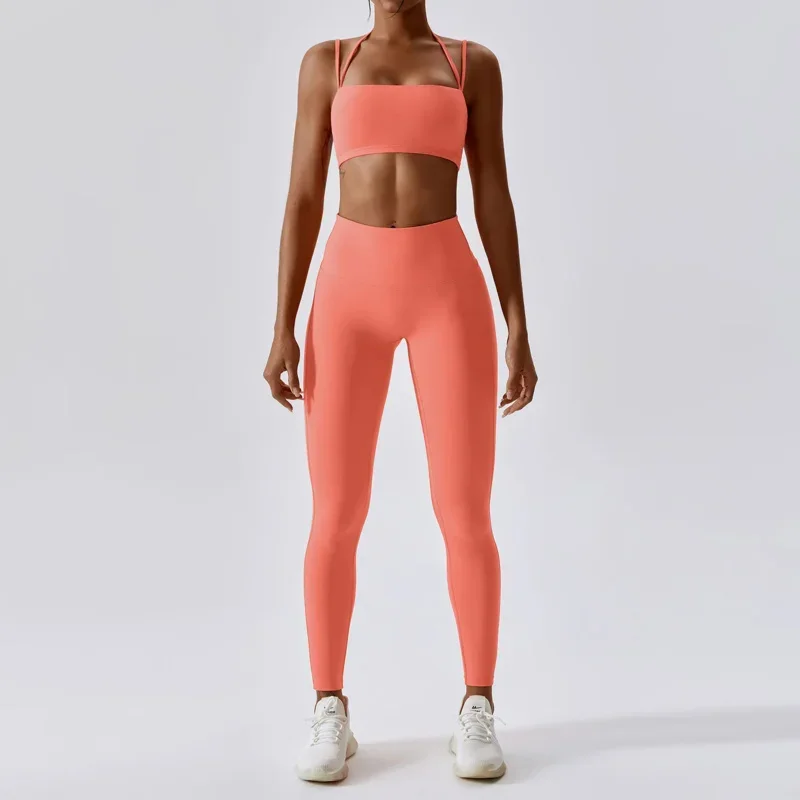 A Yoga Clothing Sets Athletic Wear Women High Waist Leggings And Top Two Piece Set Seamless Gym Tracksuit Fitness Workout Outfit