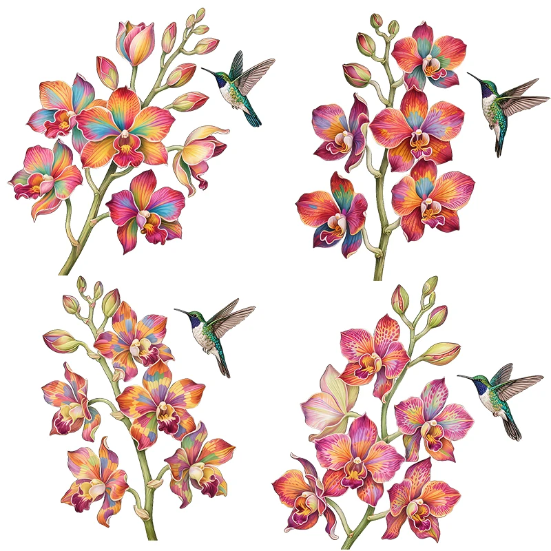Three Ratels CFN103 Butterfly Orchid Flower Art Wall Stickers for Home Decoration Toilet decals