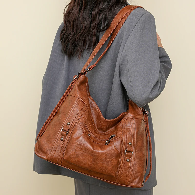 

Ladies' Synthetic Leather Shoulder Bag, Chic Crossbody Purse, Multi-Pocket Design, Durable Lightweight, Perfect for Work/Travel