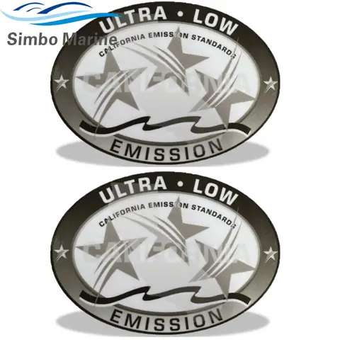 2pcs Gray Ultra Low Emission 3 Star Sticker Fits For Yamaha Mercury Honda Johnson Evinrude Tohatsu Suzuki Sea Doo Outboard Motor