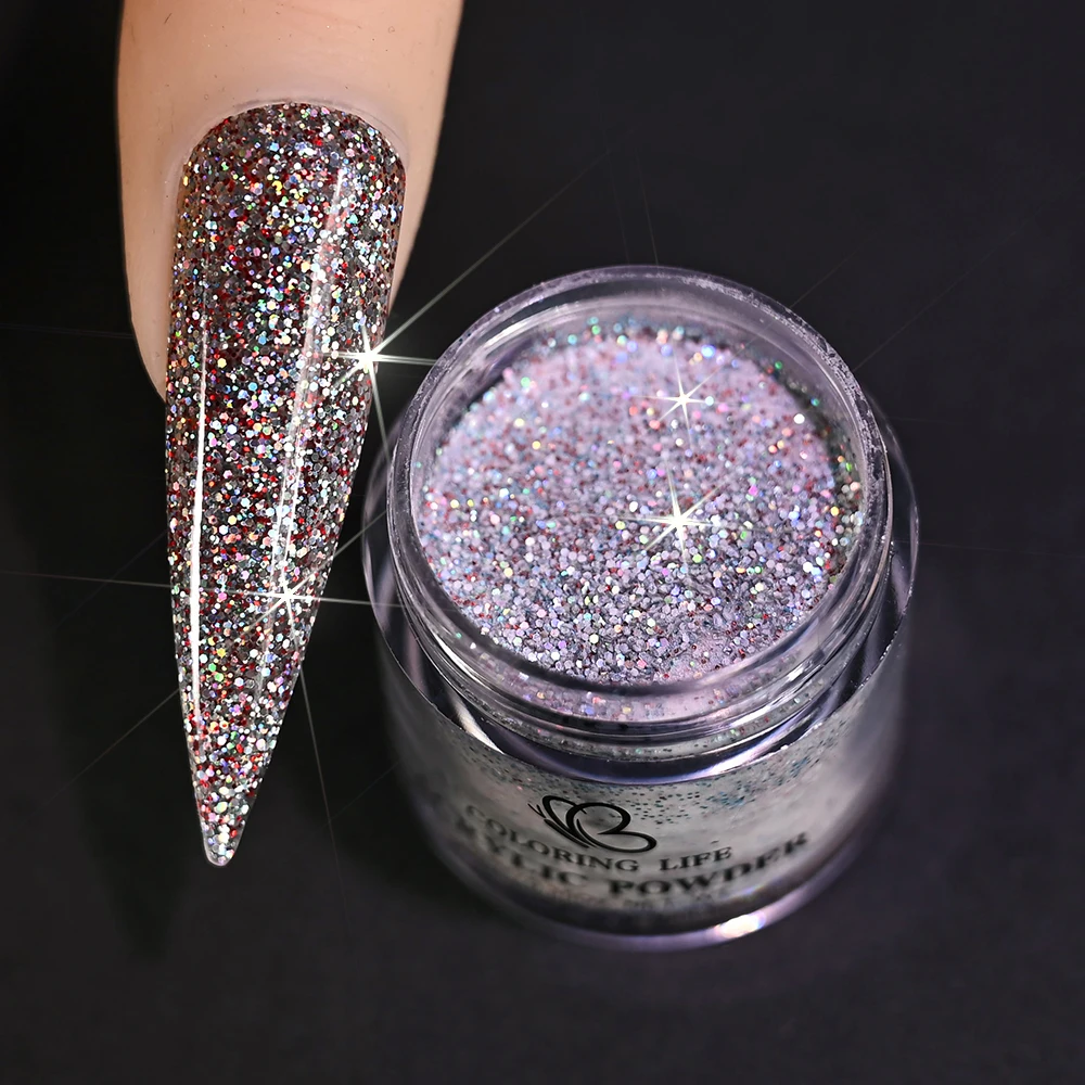 Poudre acrylique pour ongles, 8 pots de couleurs Glamour, paillettes roses et orange, poudre de cristal professionnelle 3 en 1 pour Extensions d'ongles, outils pour ongles