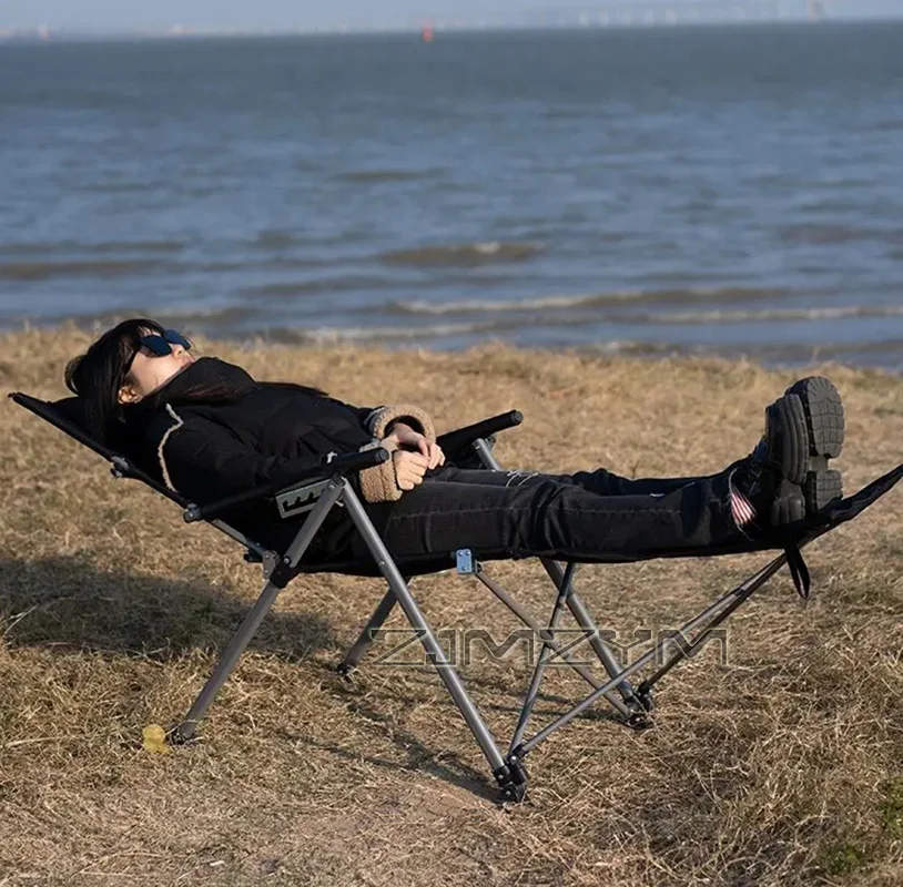 Adjustable Backrest Chair Camping Wild Seal Chair Folding with Stepping Seat and Lay Reclining Lounge Break Beach Lounge