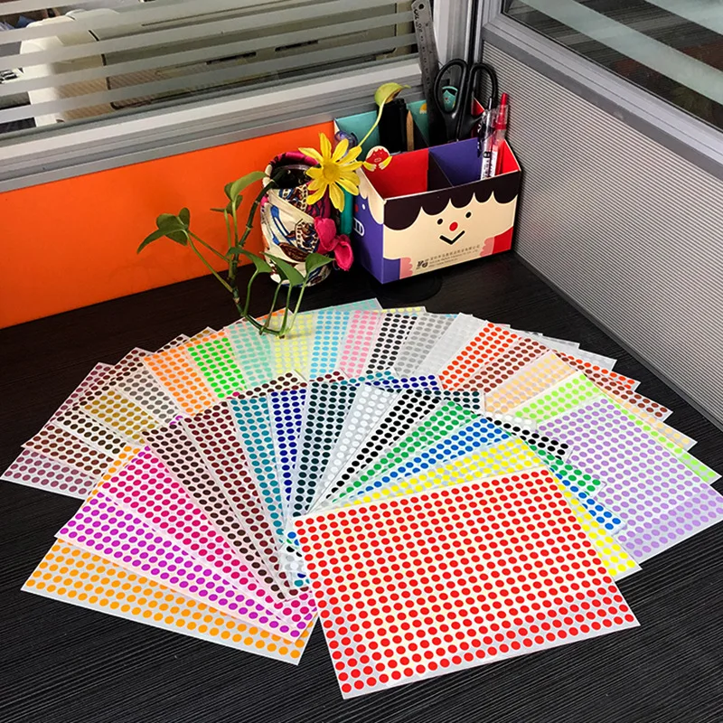 16 Color Label Dot Stickers Self-Adhesive Dot Stickers Circular Stickers Suitable for Food Containers/Scrapbooks/Packaging