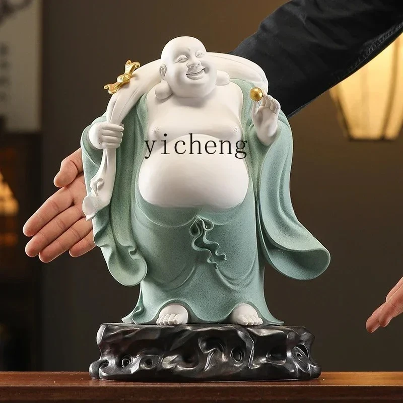 RB-6 Ceramic Maitreya Buddha Bodhisattva Big Belly Buddha Statue Happy Laughing Buddha Ornament