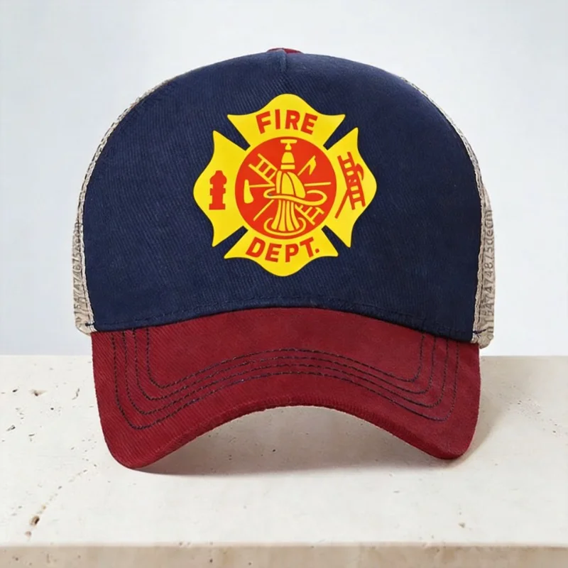 Fire Dept Badge Baseball Cap summer firefighter fire department Mesh Breathable hat Adjustable outdoors Trucker hats