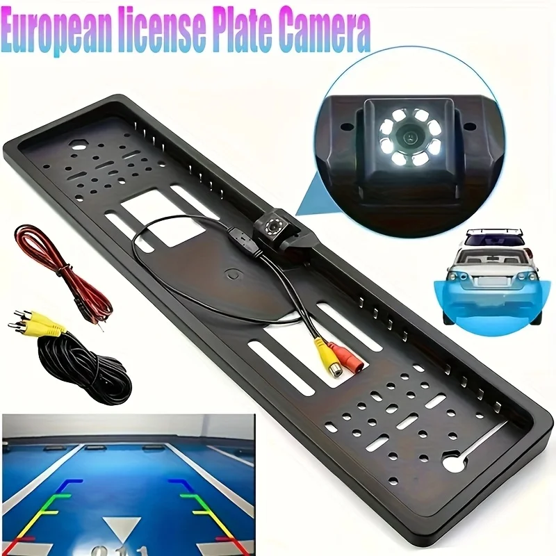 [Night Vision 8LEDs European License Plate Car Rearview Backup Camera] Universal for Truck Car SUV, Camper Pickup Allroad etc.