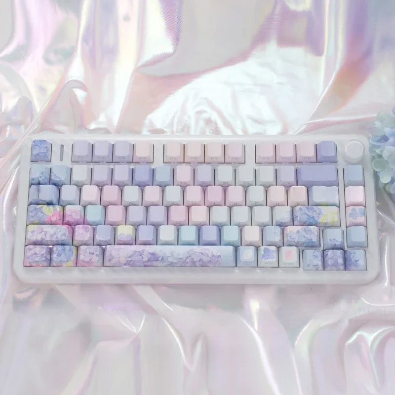 

Endless Summer Theme Keycaps 130keys Side Engraved Transparent PBT Cherry Profill Keycap Mechanical Keyboard Accessories