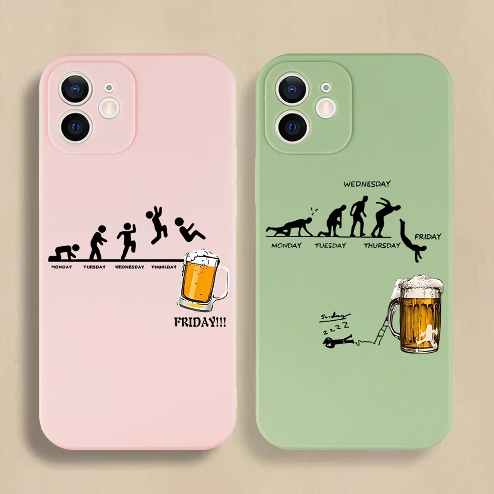 مضحك البيرة رجل نمط قضية الهاتف آيفون 16 15 14 13 12 11 برو ماكس Mini X XS SE4 7 8 زائد 16E للصدمات سيليكون لينة غطاء