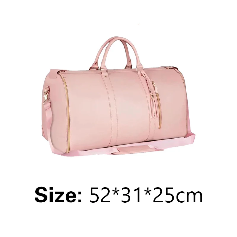 Fashion Women PU Leather Garment Bag Large Capacity Foldable Duffle Suit Bag Casual Versatile Travel Luggage Bags