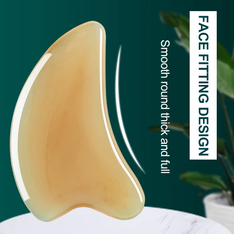 بوق الثور الطبيعي Gua Sha Board ، مدلك للوجه والرقبة والعين ، أداة الوجه من الراتنج ، الجمال والرعاية الصحية ، أداة كشط #3