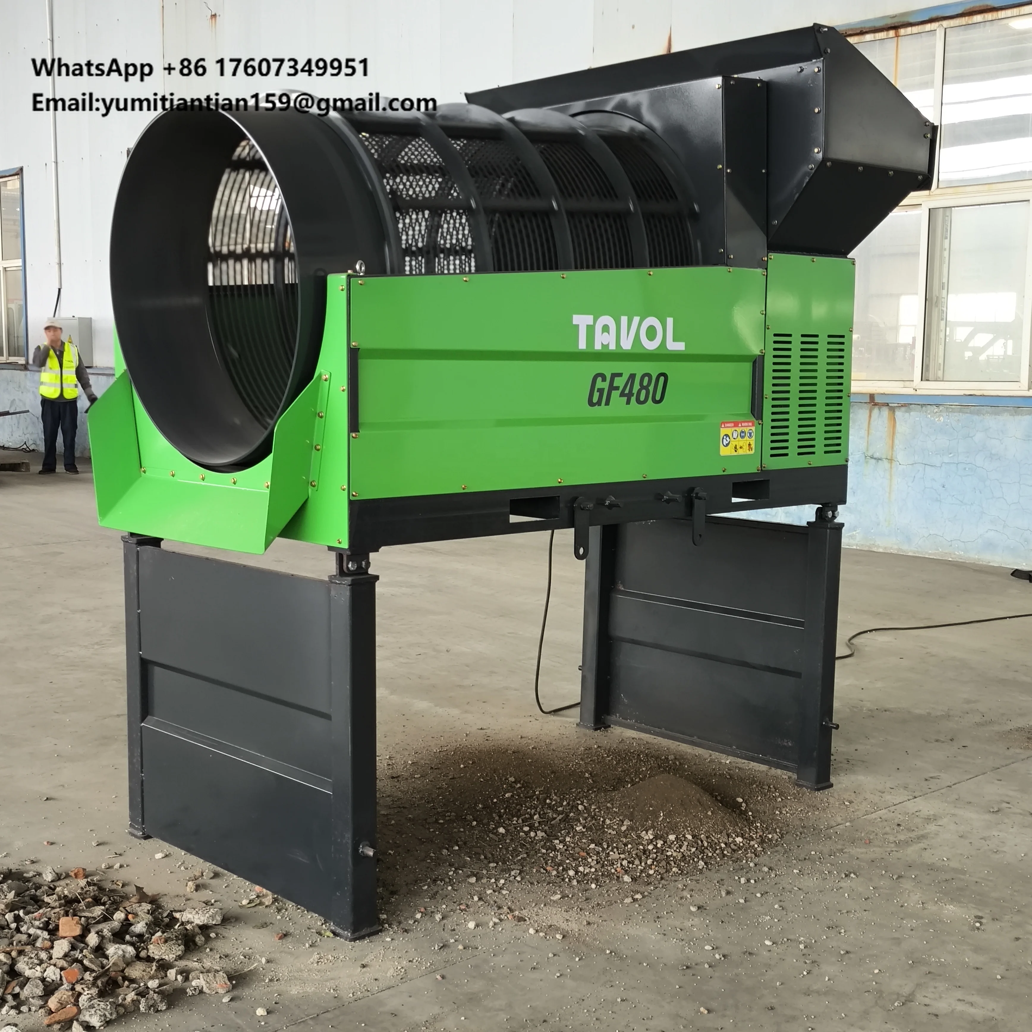 Pantalla Trommel de motor móvil con monitoreo remoto 10HP para abono Topsoil Gravel
