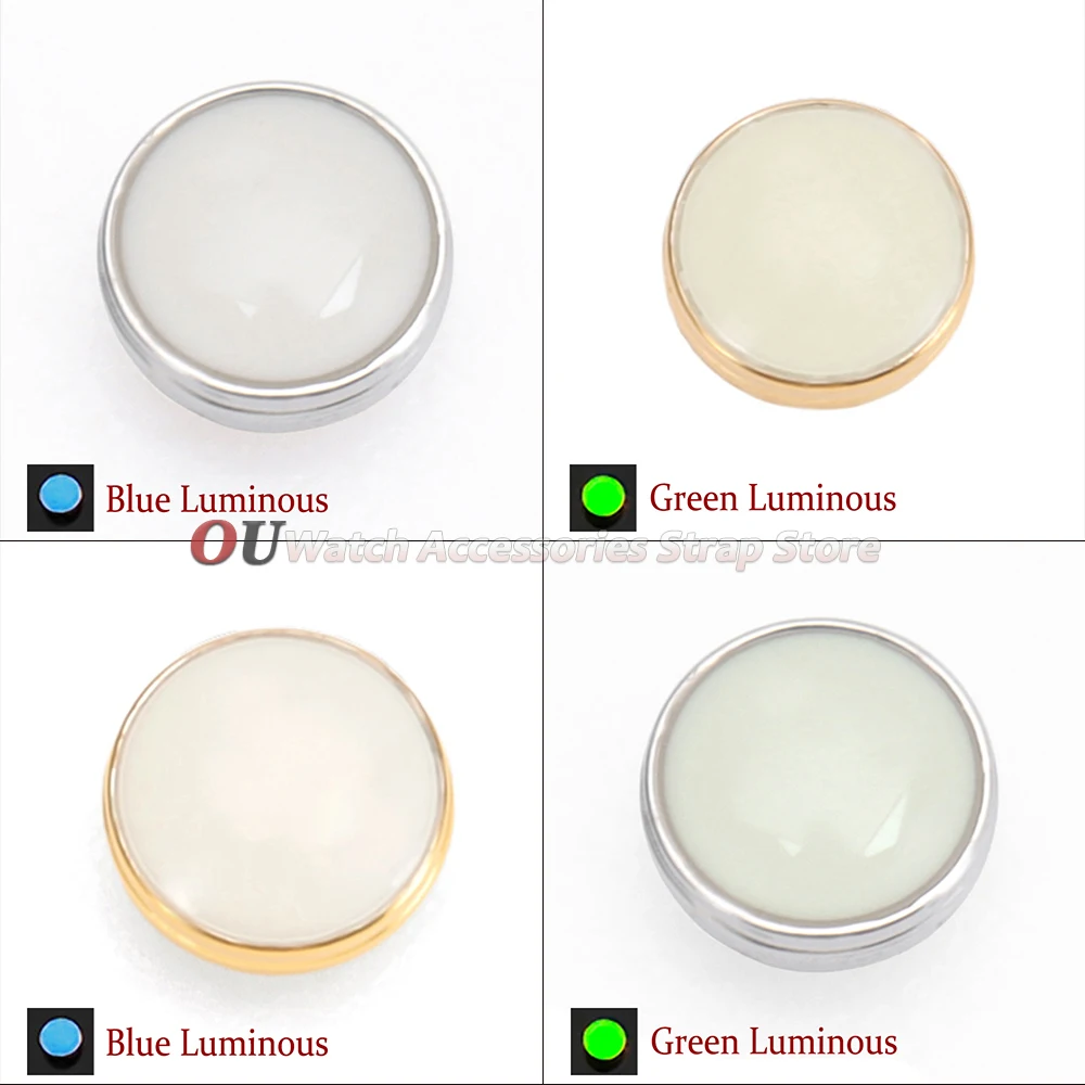 1 2pcs White Beads Blue Green Luminous Pip Watch Bezel Insert 12 O’Clock Lume Pearl Dot Mod Parts Replacement Spare Accessories