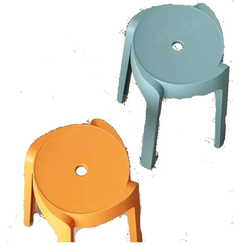 Plastic High Stools Can Be Stacked, Thickened, Durable, and Durable for Household Use. Simple round Stools in Restaurants