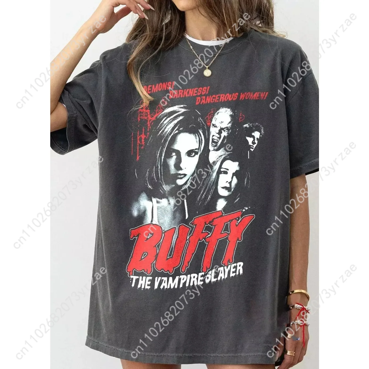 

Футболка в стиле ретро «Буффи — истребительница вампиров», высококачественная винтажная футболка для мужчин и женщин, модная хлопковая футболка с короткими рукавами, мягкие дышащие топы