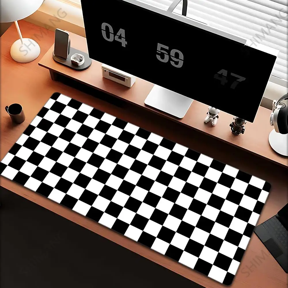 

Black And White Checkered Mousepad Gamer Gaming Laptops Mausepad Mouse Pad Computer Mouse Ped Pc Accessories Rubber Mat Deskmat