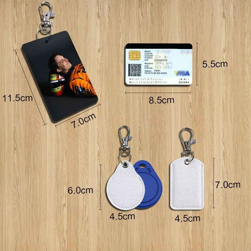 Seasonal Rise Oscar Piastri Leather Keychain Badge Holder with Lanyard - ID/Access Card Holder, Key Ring Accessory, Gift Option