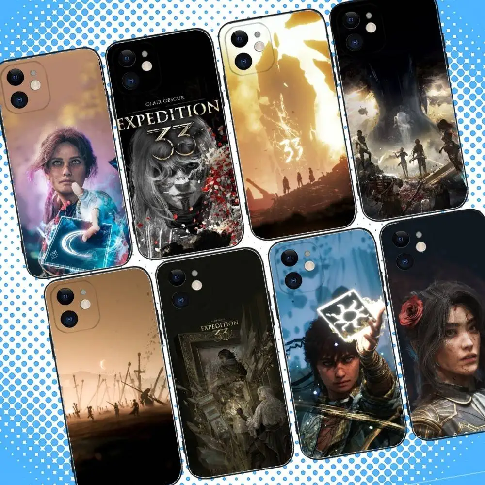 

Clair Obscur E-Expedition 33 Phone Case For iPhone 16,15,14,13,12,11,Pro,Max,Plus,X,XS,XR,SE,8,7,Mini,Soft Silicone Black Case