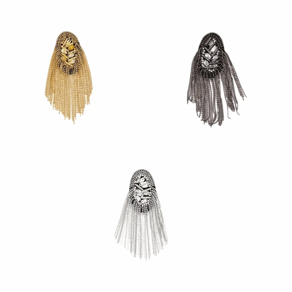 Handmade Shoulder Epaulettes Vintage Long Chain Tassel Shoulder Board Lightweight Fringe Design Rhinestone Epaulet Performance
