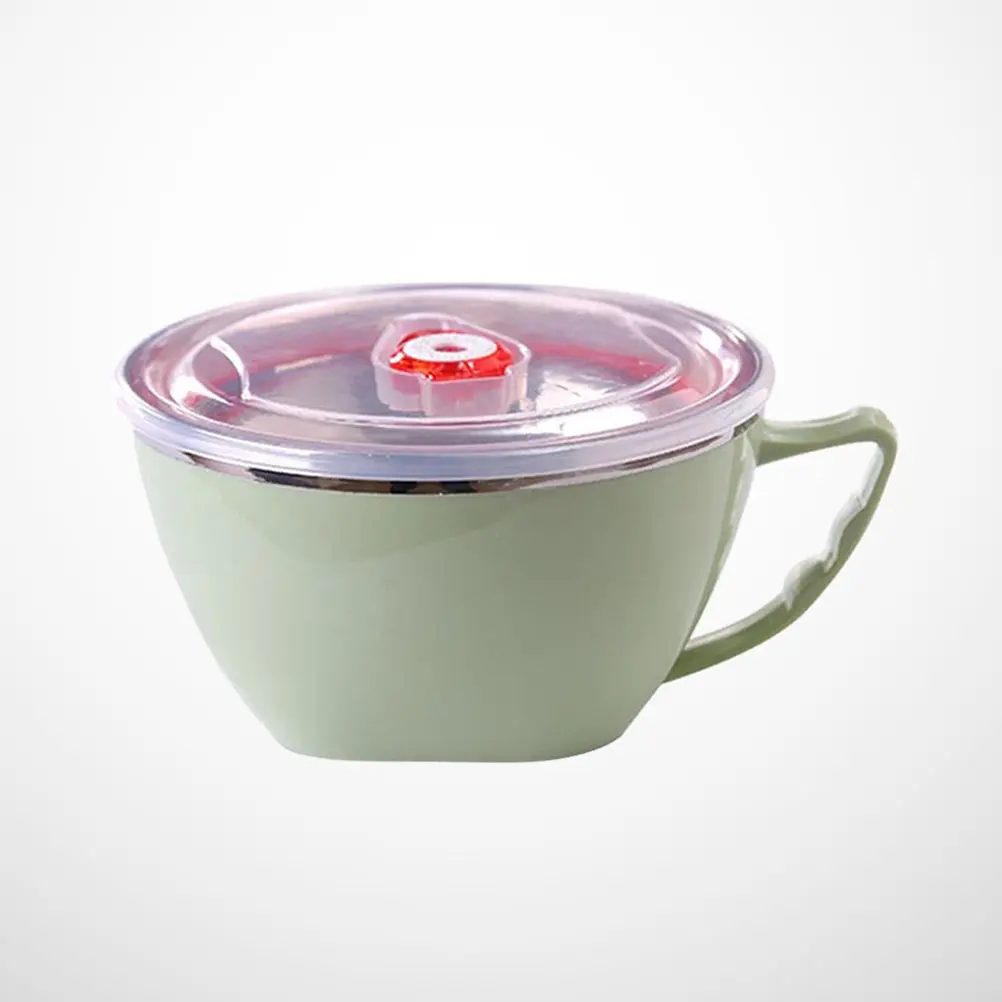 Tazón de Sopa de Acero Inoxidable Verde, Recipiente Térmico para Almuerzo con Tapa de Liberación de Vapor y Asa, Tazón para Almacenar Pasta y Arroz con Tapa