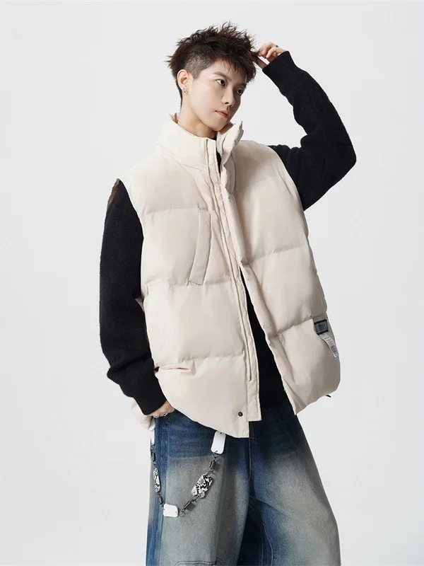 

Men's Cotton Vest Svel Thiened Warm Outerwear Loose Fit Autumn Winter Faionable Color Zipper Closure Jaet