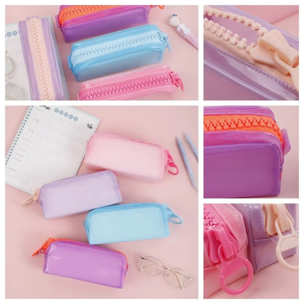 Large Capacity Zipper Transparent Pencil Case Stationery Box High Appearance Large Capacity Pencil Bag Zipper Desktop Storage