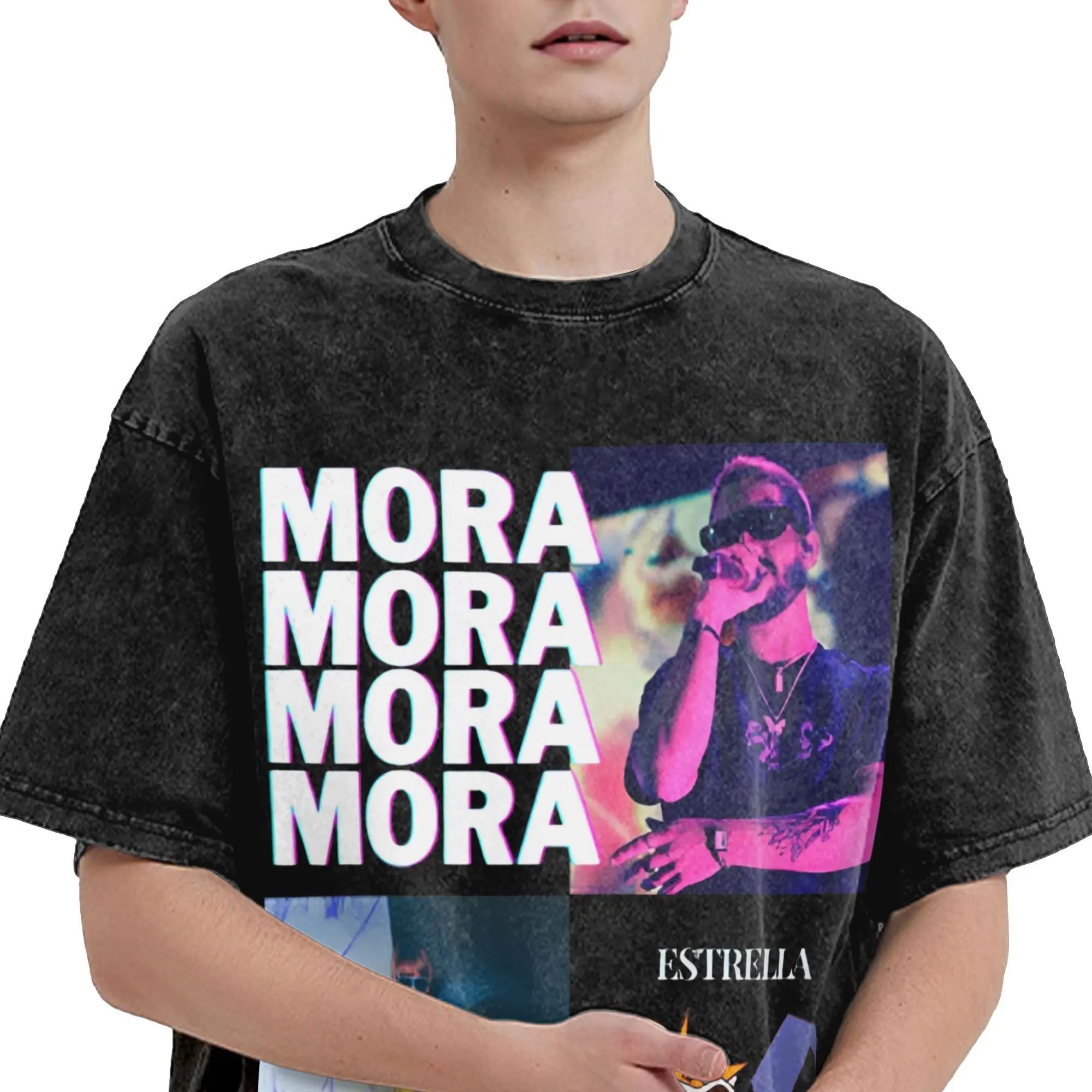 تي شيرت رجالي مغني الراب MORA MICRODOSIS ألبوم جولة 2025 غسلها تي شيرت موضة الصيف تي شيرت الشارع الشهير مطبوعة بلايز رائجة البيع