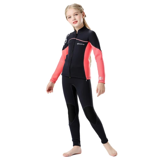 Imagen 2 del producto Traje de neopreno completo para niños: traje de buceo de neopreno de 2,5 mm, mantiene el calor, traje de baño profesional de dos piezas para nadar, surfear y playa