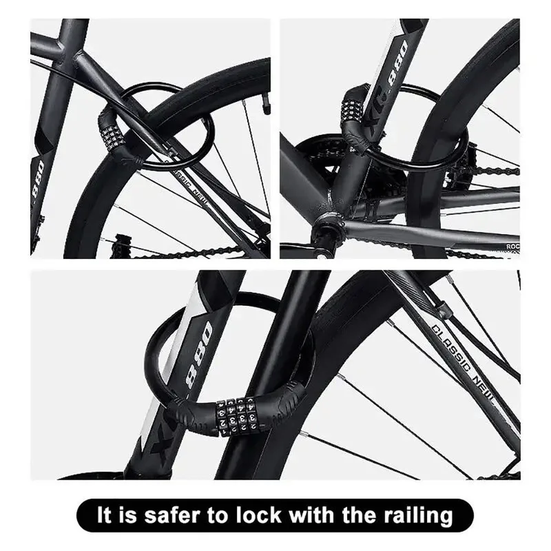 ESLNF Bicycle Lock 4 Digital Anti-theft Bicycle Cable Lock Stainless Steel Security Locks Portable Combination Code Padlock - view 5