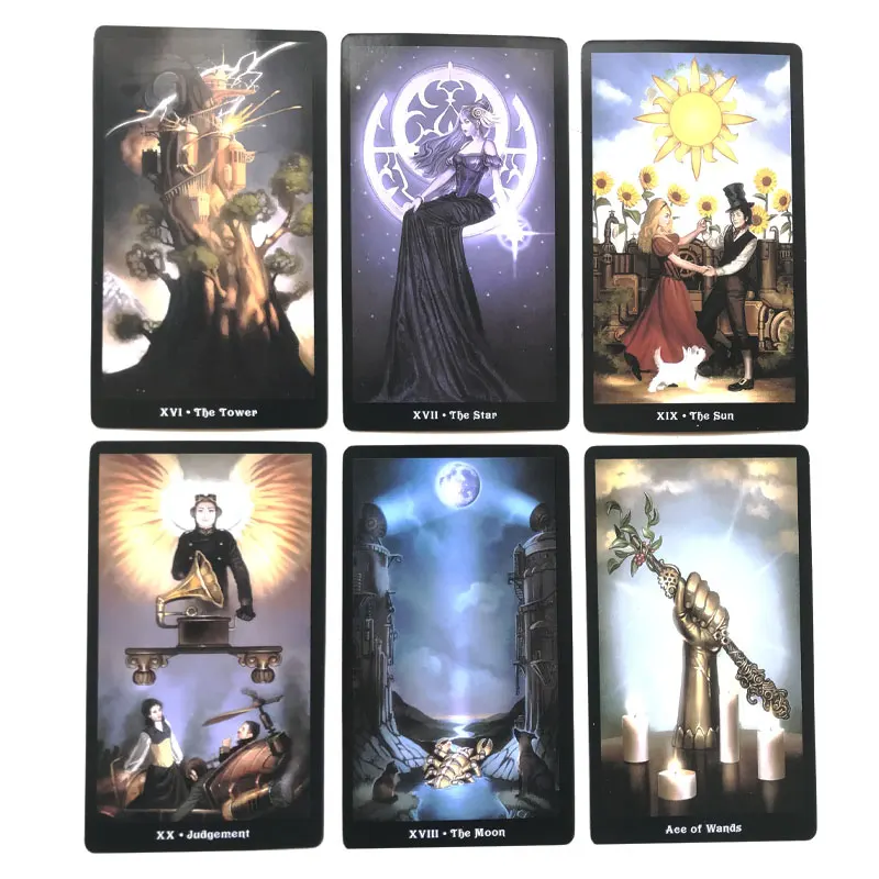 Hot sales The Steampunk Tarot Oracle Card Fate Divination Prophecy Card Family Party Game Tarot 78 Card Deck PDF Guide