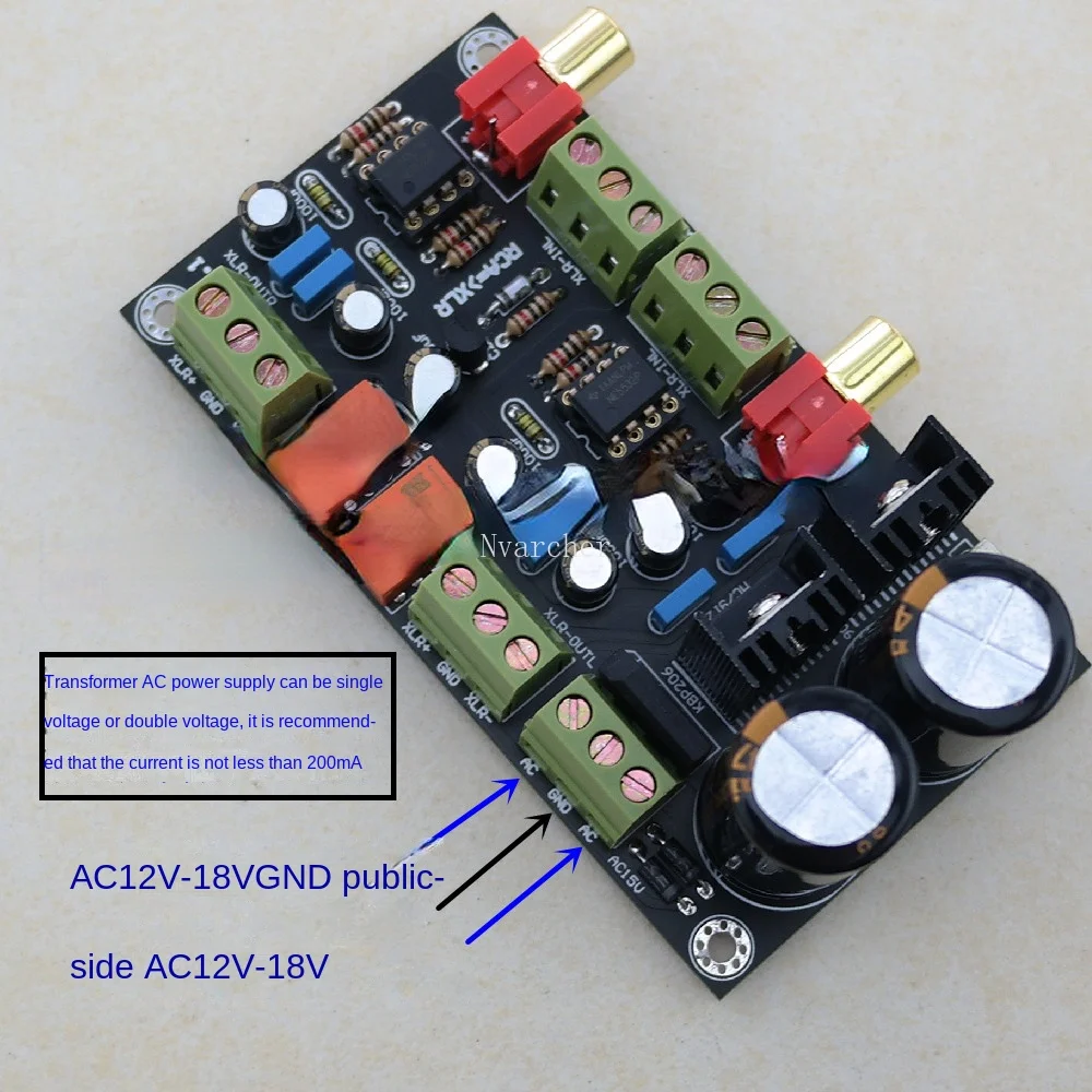 RCA/XLR single-ended to balance circuit board RCA  XLR  with rectifier filter can be AC powered