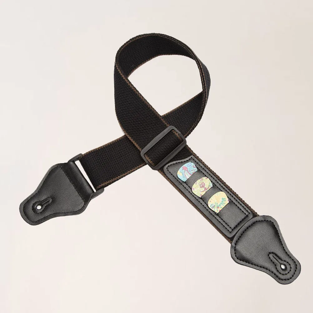 

Guitar Strap Adjustable Acoustic with Pick Holder for Electric Cotton