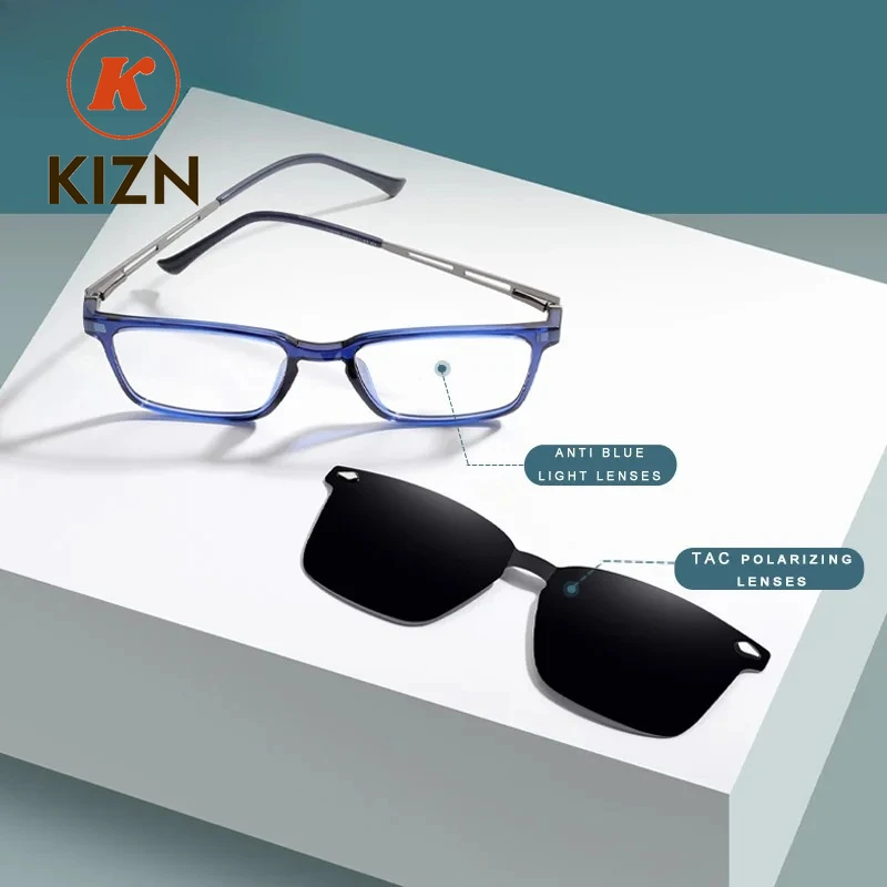 

Очки KIZN Classic Magnet: Мужские накладные поляризационные солнцезащитные очки с защитой от синего света для коррекции близорукости и дальнозоркости (по рецепту)