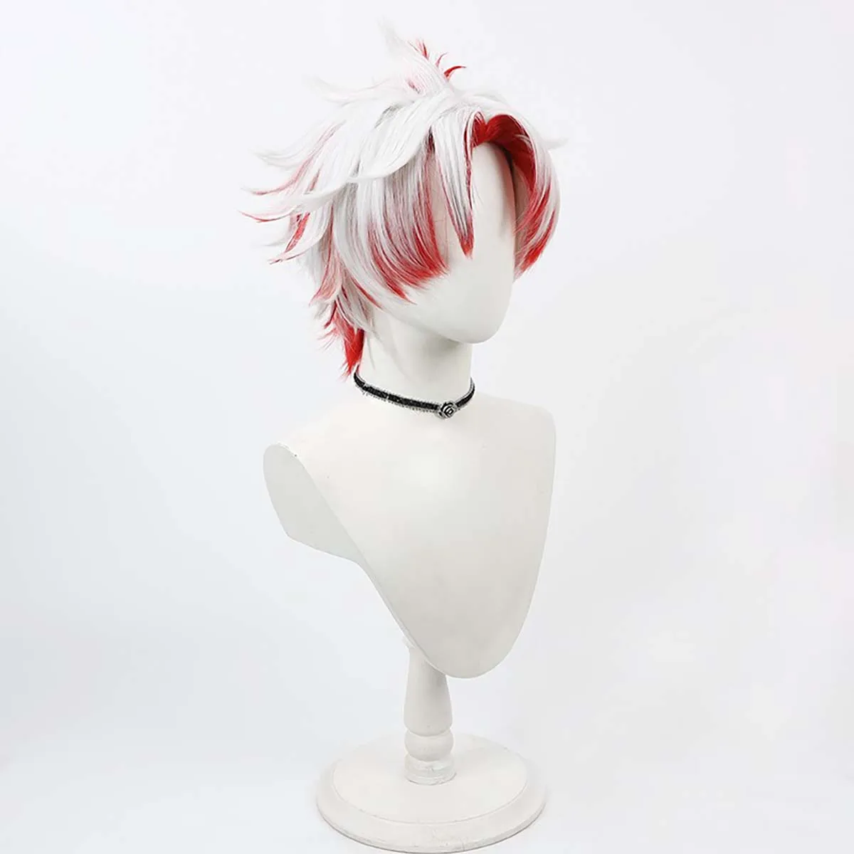 Mannen Game Wuthering Waves Litteken Cosplay Rood Wit Korte Hittebestendige Synthetische Haar Pruik