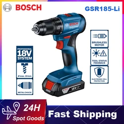 Bosch-Broca de impacto elétrica sem fio GSR 185-LI, ferramentas elétricas profissionais, sem escova, chave de fenda recarregável, 18V