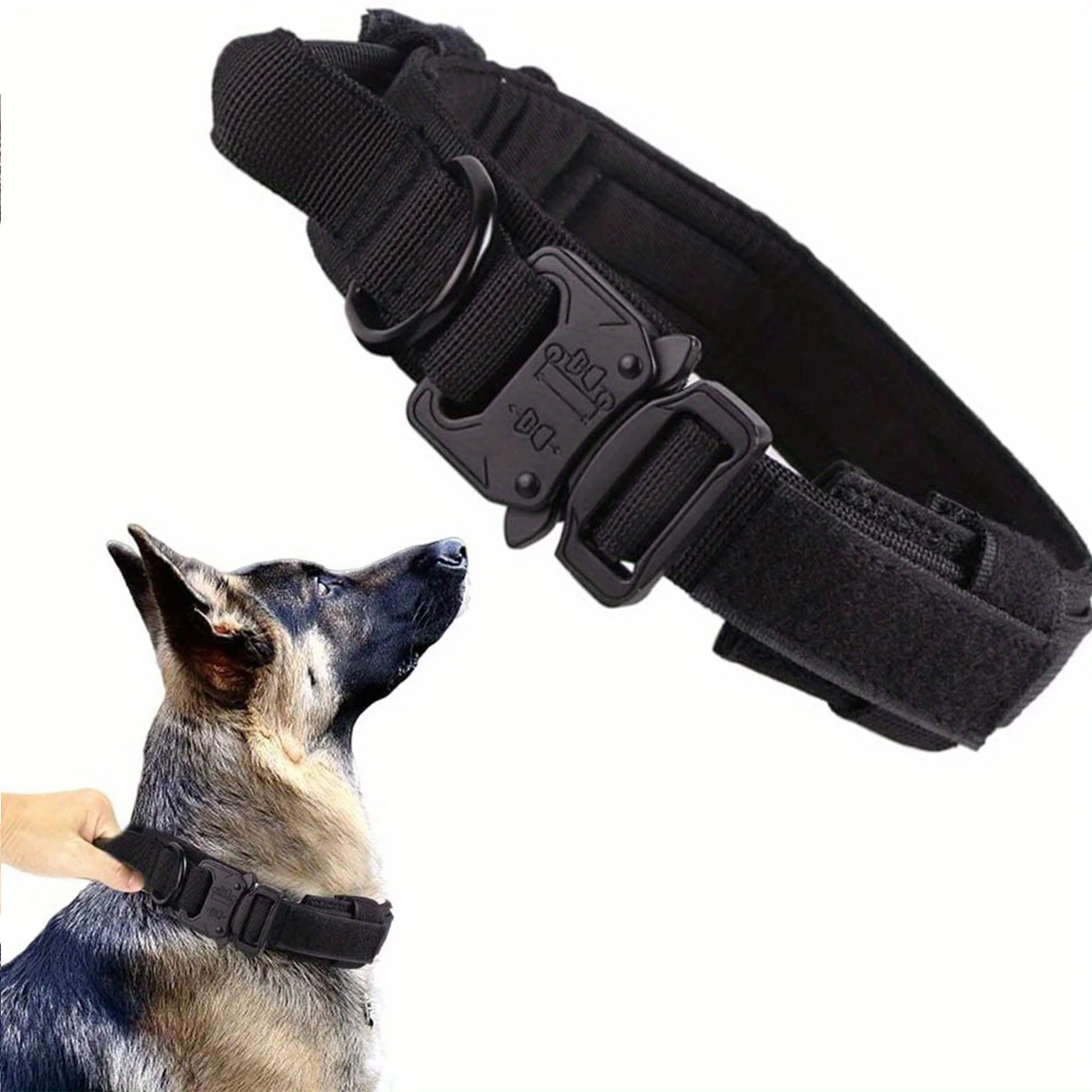 Adjustable Tactical Dog Collar Pet Collar Training Dog Collar with Heavy Duty Metal Buckle for Medium and Large Dogs Accessories