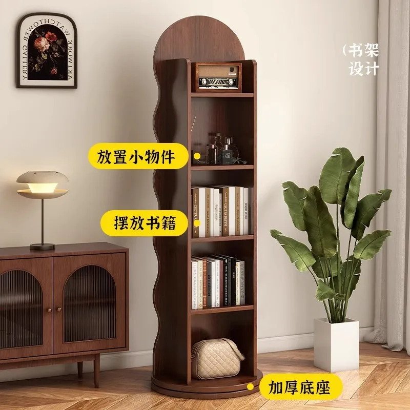 Wave rotating dressing mirror movable full body floor mirror bookshelf storage fitting mirror