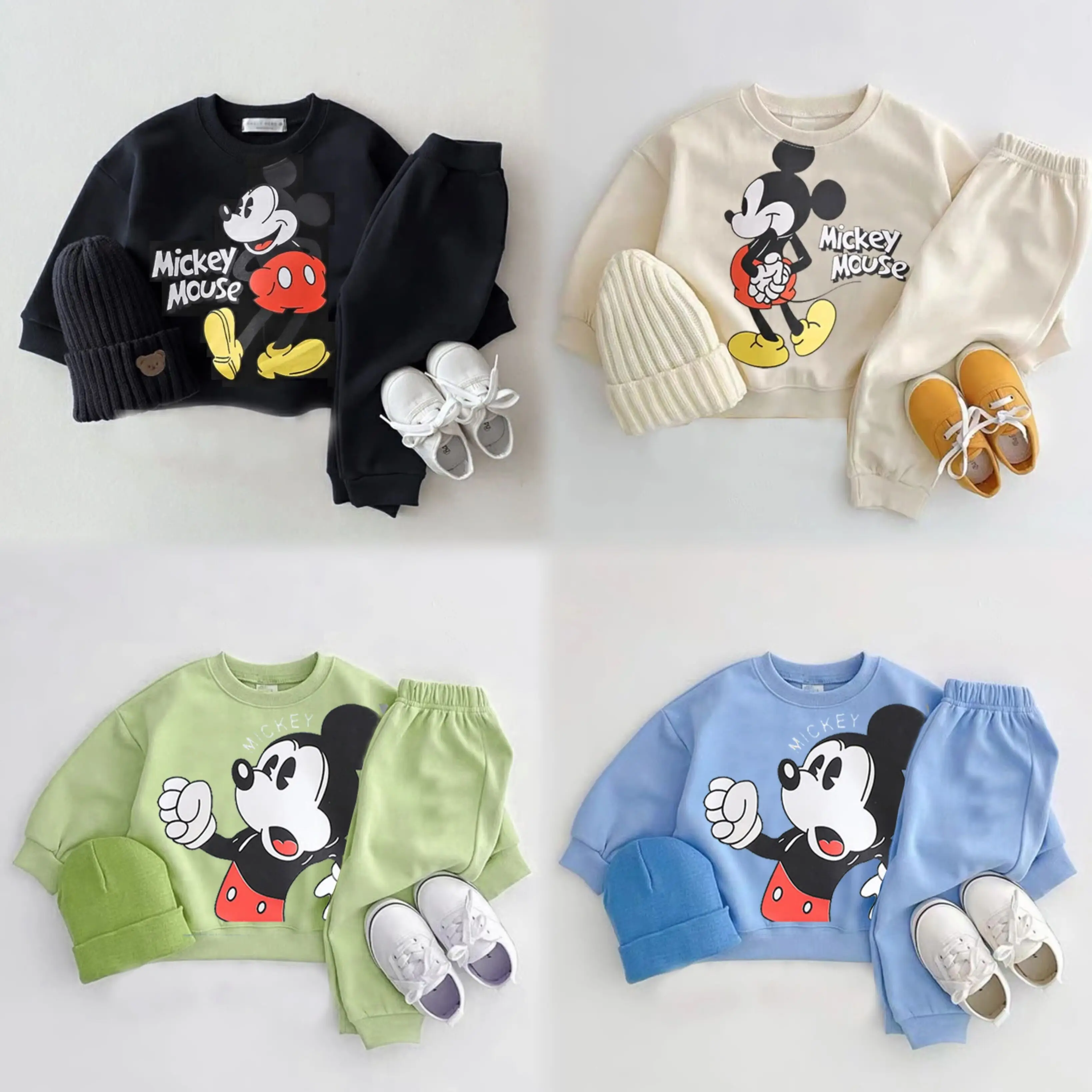 Mickey Print Tops 2 Piece/Set Boys And Girls New Casual Fashion Costume Cartoon Sports Long Sleeve Sweatpants Sets