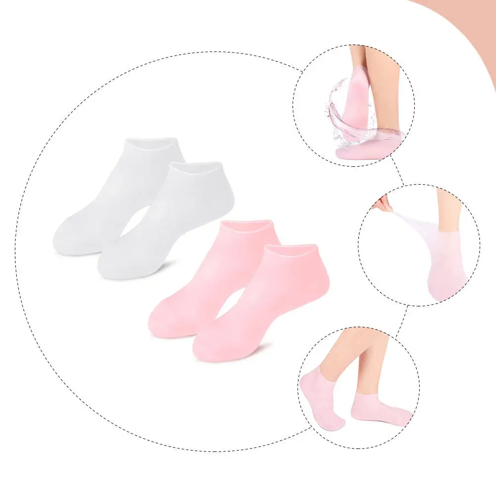 

2Pairs Moisturizing Foot Covers Anti-Cracking Socks for Dry Cracked Heels Intensive Hydration Reusable Washable