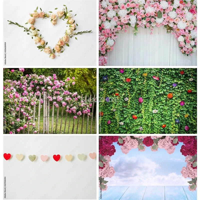 

SHUOZHIKE Thin Cloth Valentine Day Photography Backdrops Prop Love Heart Rose Wall Photo Studio Background QRJJ-03