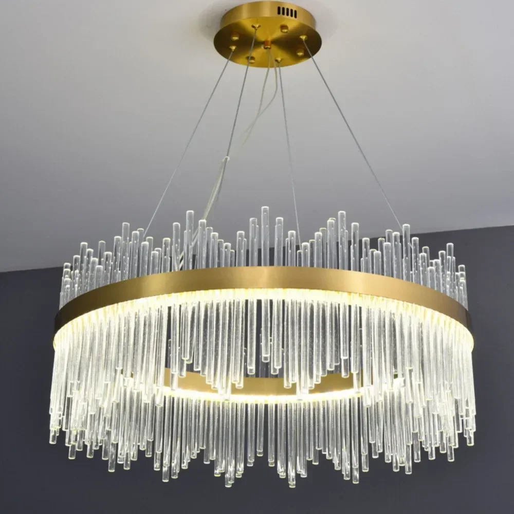 

Modern LED Luxury Crystal Chandelier for Dining Room Living Room Lustres LED Pendant Lamp Hotel Pendant Lights Home Decor