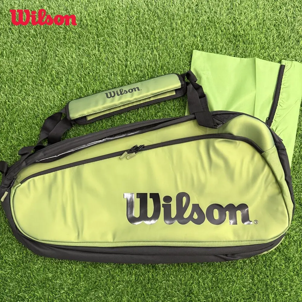 Wilson Blade Super Tour V8 Large Space 9 Pack Tennis Bag Green Professional Equipment Racquet Bag for Tennis Racket WR8016701001