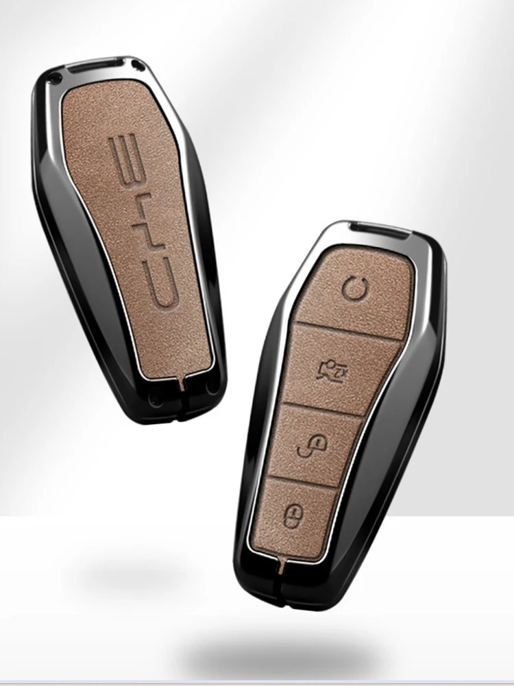 Auto Zink-legierung Leder Schlüssel Fall Abdeckung Halter Für BYD Song Pro Tang Dm QIn PLUS MAX Yuan Atto 3 Han EV delphin Auto Schlüssel Schutz – Detail 4