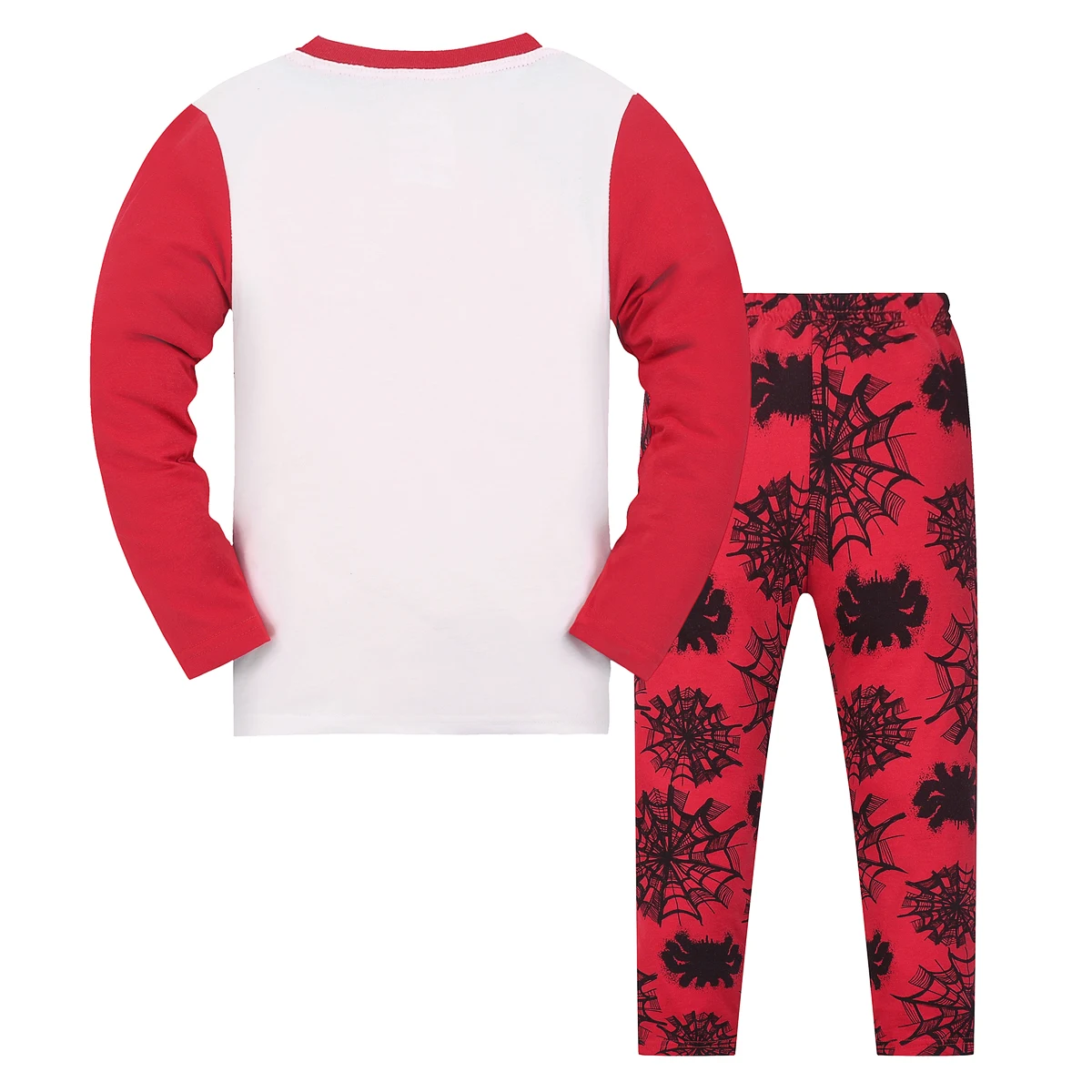 Boys Halloween Pajamas Set, Spider Web Print Long Sleeve Soft Kids Sleepwear 2-Piece