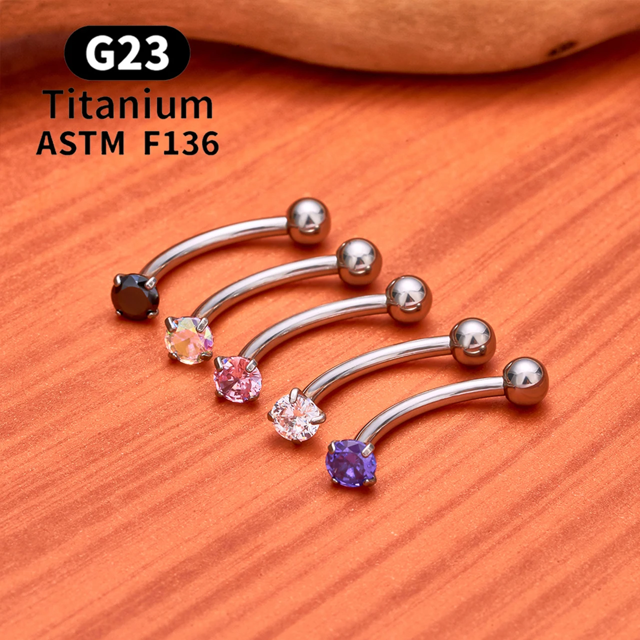 ASTM F136 Titan Hexagramm Rook Ohrring Gebogene Barbell Bauchnabelringe 16G CZ Innengewinde Augenbrauenring Körperschmuck – Detail 15