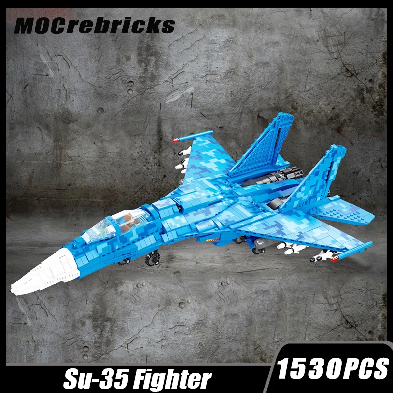 Military Weapon Series Su-35 Fighter Aircraft MOC Building Block Brick Model Assembly Education Toys Children Birthday For Gifts