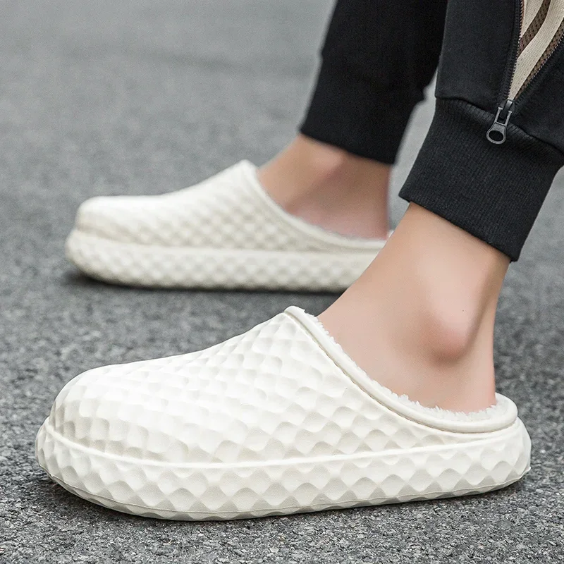 

2024 Winter Warm Slippers Men Women Couples House Non Slip Soft Shoes Comfort Flat Heel Home Indoor Bedroom Plush Slippers Man